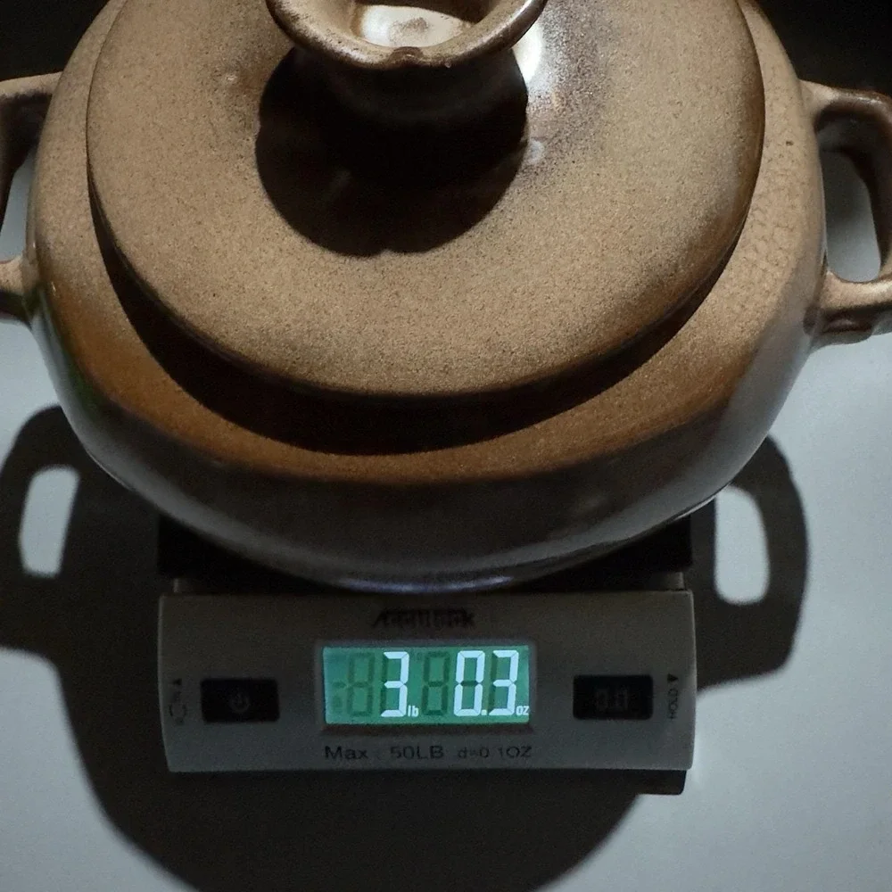 Vintage Mid-Century FRANKOMA POTTERY Baker / Bean Pot Glazed Brown w/ Lid READ‎